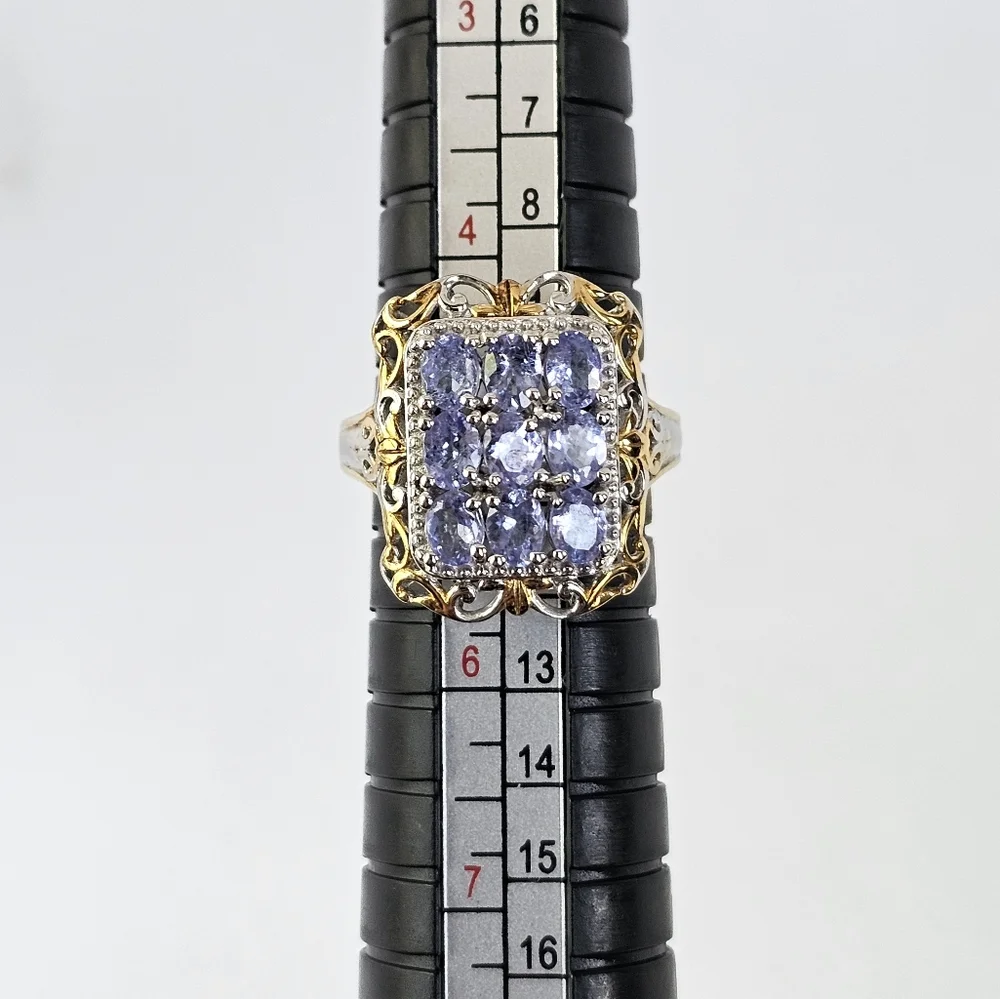 Genuine Tanzanite Ring in 18K YG and Platinum Over Sterling Silver Size 5! - Picture 8 of 10